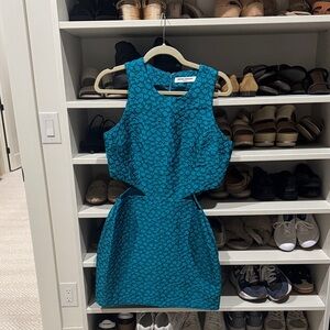 Amanda Uprichard Teal Textured Mini Dress